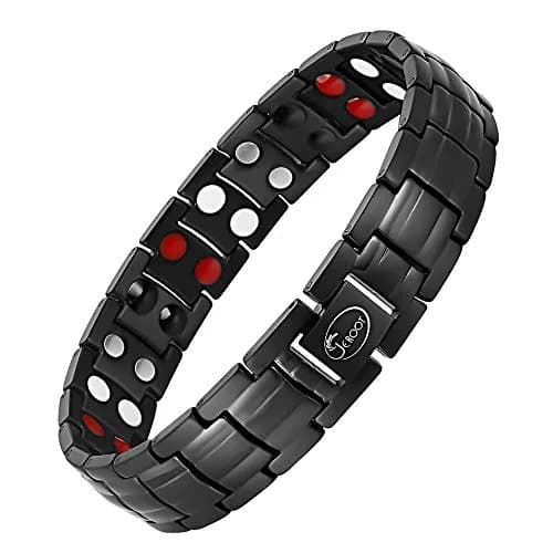 JEROOT Black Anion Magnetic Bracelet 22cm (8.6 inches) | Pure Titanium with 3500 Gauss Magnets thumbnail 1