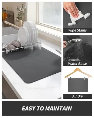 AMOAMI Coffee Mat Dish Drying Mat 48cm x 30cm (19"x12") | Absorbs Spills, Dries Fast, Hides Stains thumbnail 4