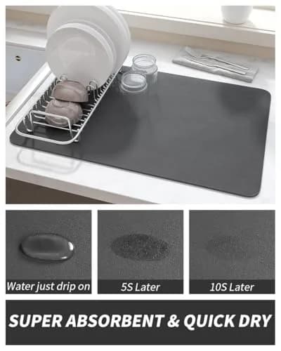 AMOAMI Coffee Mat Dish Drying Mat 48cm x 30cm (19"x12") | Absorbs Spills, Dries Fast, Hides Stains thumbnail 2