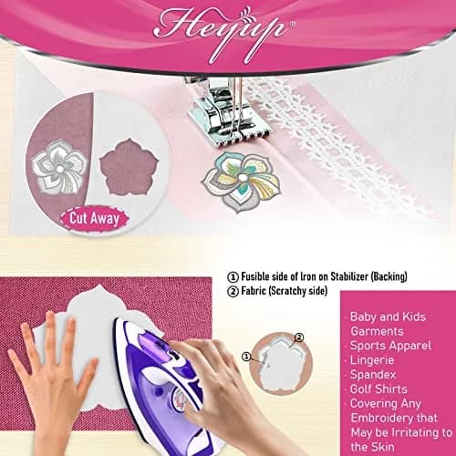 HEYUP Iron on Embroidery Stabilizer 8" x 9 Yd Light Weight Prevent Scratchy Sensitive Skin thumbnail 3