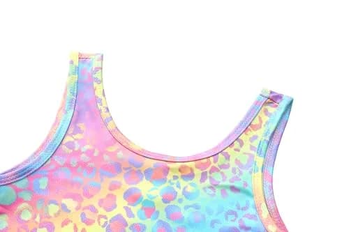 LUOUSE 2 Pack Girls Gymnastics Leotards with Shorts, Toddler & Little Kids Rainbow Leopard Print Unitards (25ml / 0.811 Fl Oz) thumbnail 2
