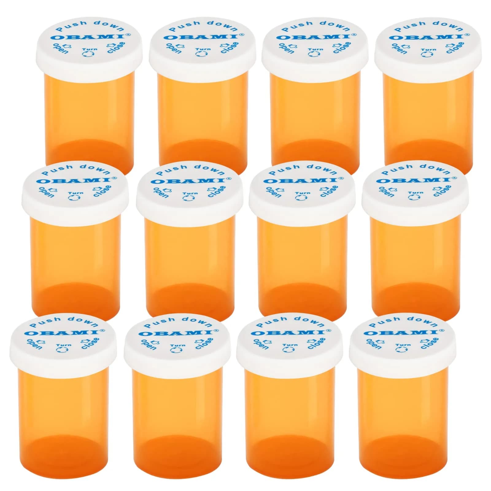 Obami 8 Dram (32ml) Child-Resistant Pill Bottles with Caps - 12 Count | Prescription Vials — 20 Dram