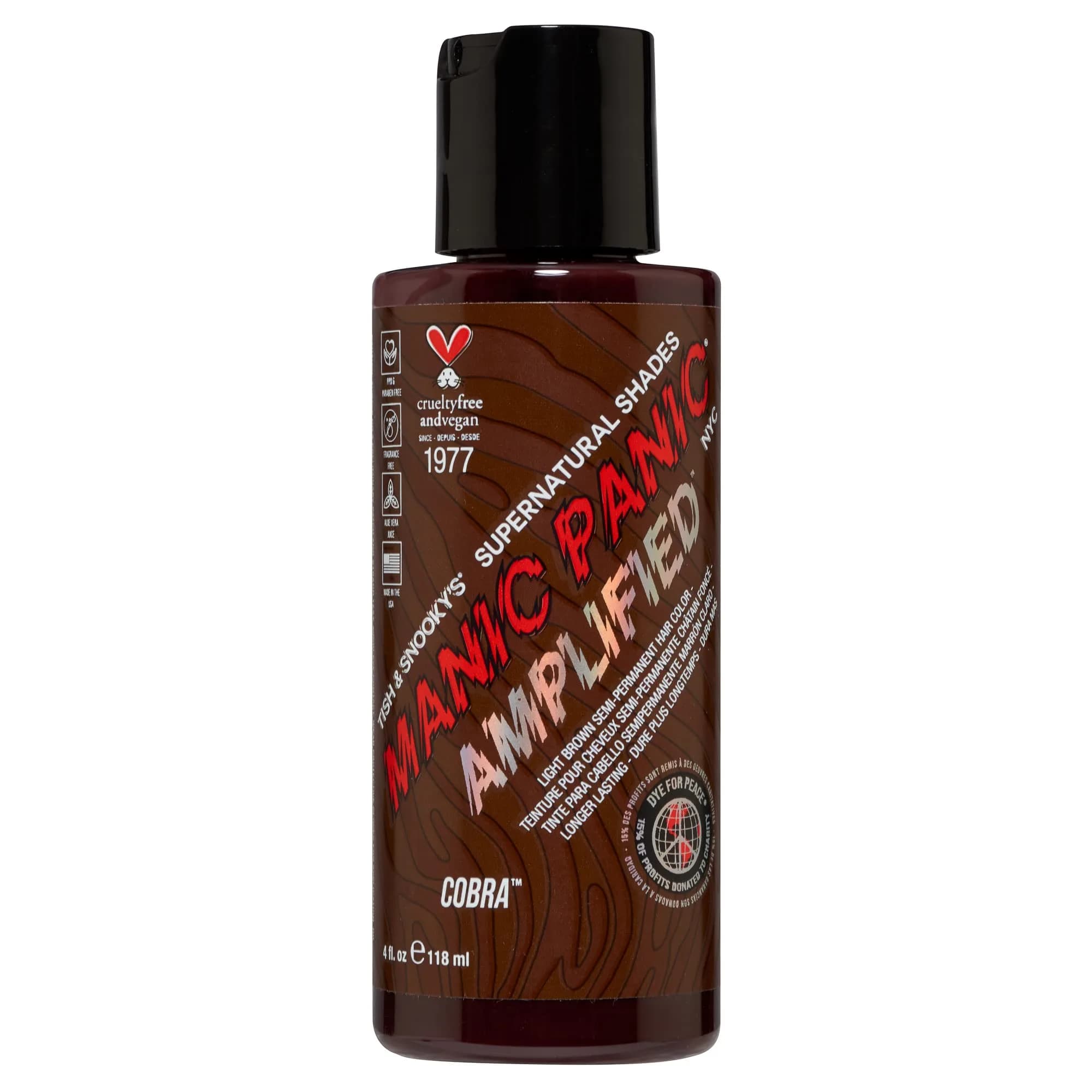 MANIC PANIC Amplified Dark Brown Semi-Permanent Hair Dye, 4 Fl Oz | Vegan, PPD & Ammonia Free - main product image