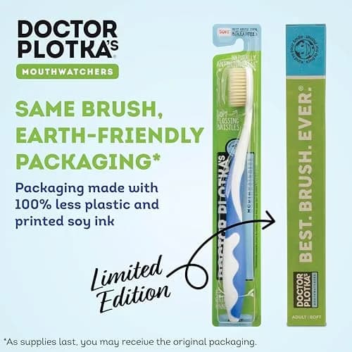 MOUTHWATCHERS Soft Flossing Manual Toothbrush 4-Pack Blue | Dual-Layered Bristles for Deep Clean thumbnail 7