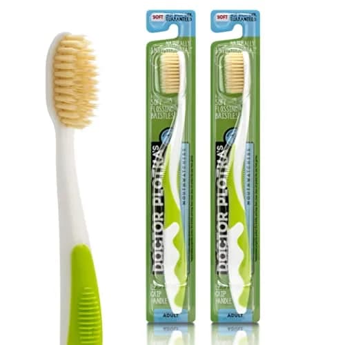 MOUTHWATCHERS Soft Flossing Manual Toothbrush, Adults, 2-Pack, Green | Dual-Layered Bristles for Deep Clean thumbnail 1