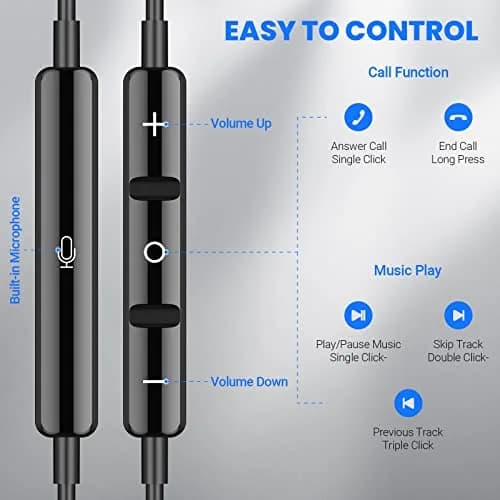 ASKUBSKU USB C Wired Headphones for Samsung & More | High Fidelity Stereo, Magnetic Neckband, 45° Semi In-Ear Design thumbnail 5