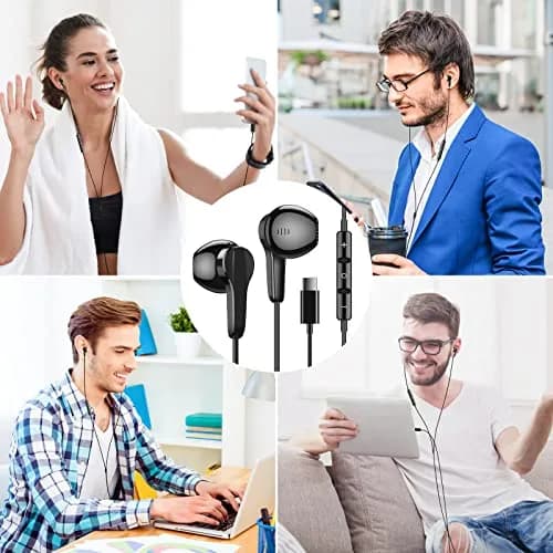 ASKUBSKU USB C Wired Headphones for Samsung & More | High Fidelity Stereo, Magnetic Neckband, 45° Semi In-Ear Design thumbnail 7