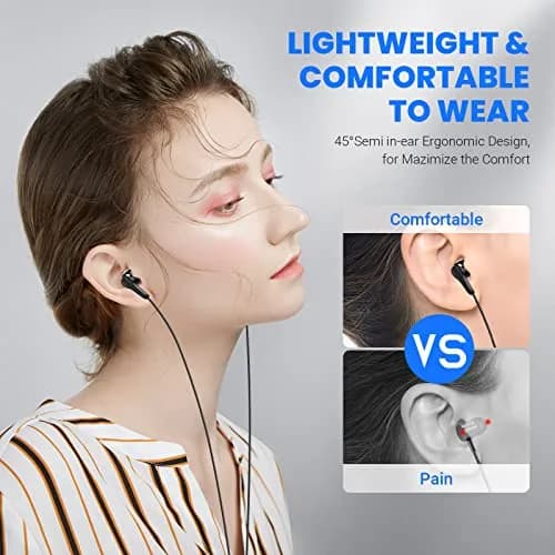 ASKUBSKU USB C Wired Headphones for Samsung & More | High Fidelity Stereo, Magnetic Neckband, 45° Semi In-Ear Design thumbnail 3