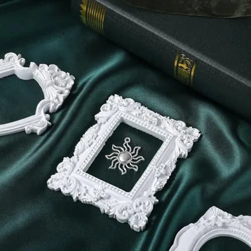 Yalikop White 5 Pcs Mini Vintage Resin Picture Frames Set | 4.92 x 4 Inches (12.5 x 10.2 cm) thumbnail 2