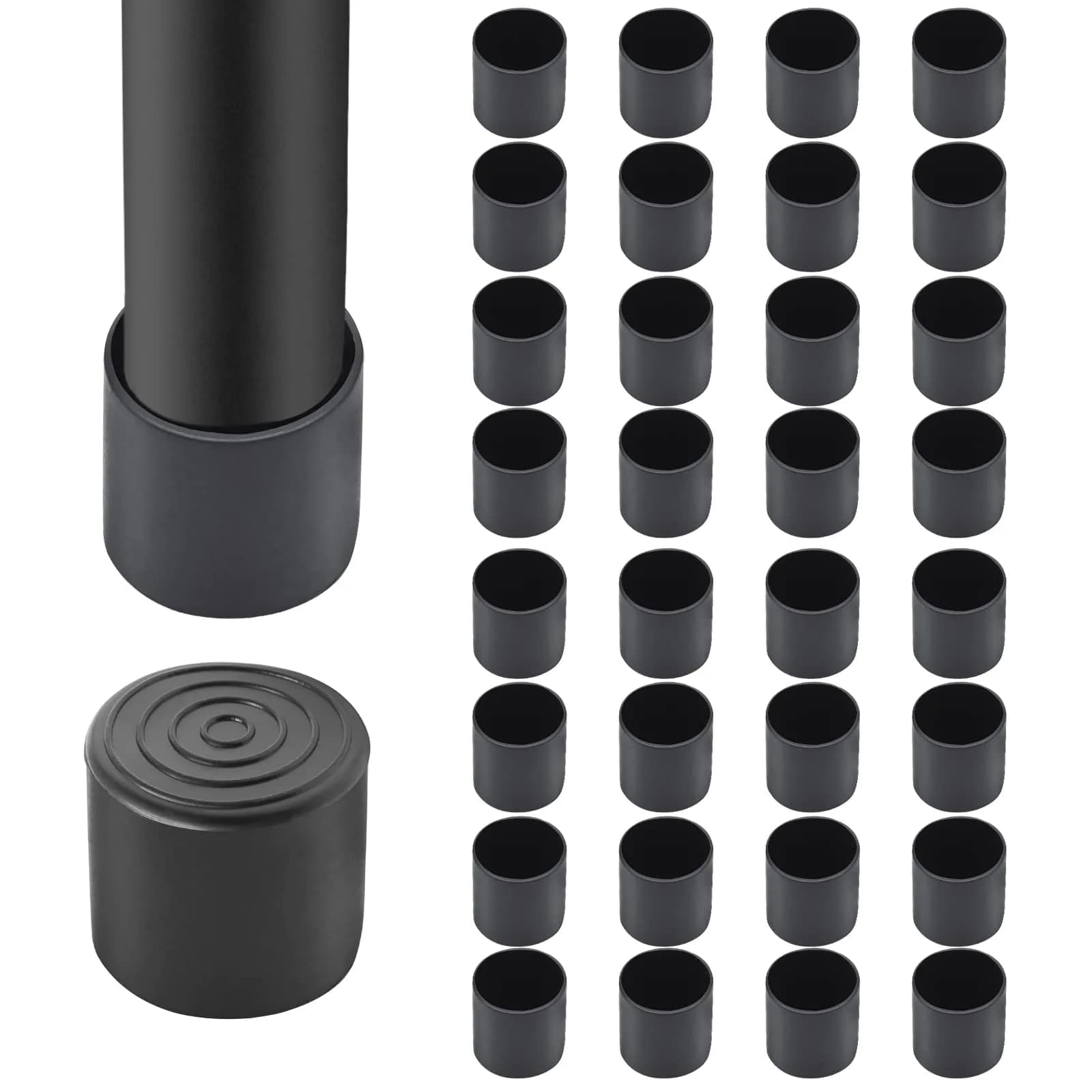 Auvotuis 32Pcs 1.26 Inch (32mm) Round PVC Chair Leg Tips | Protect Floors & Furniture - main product image