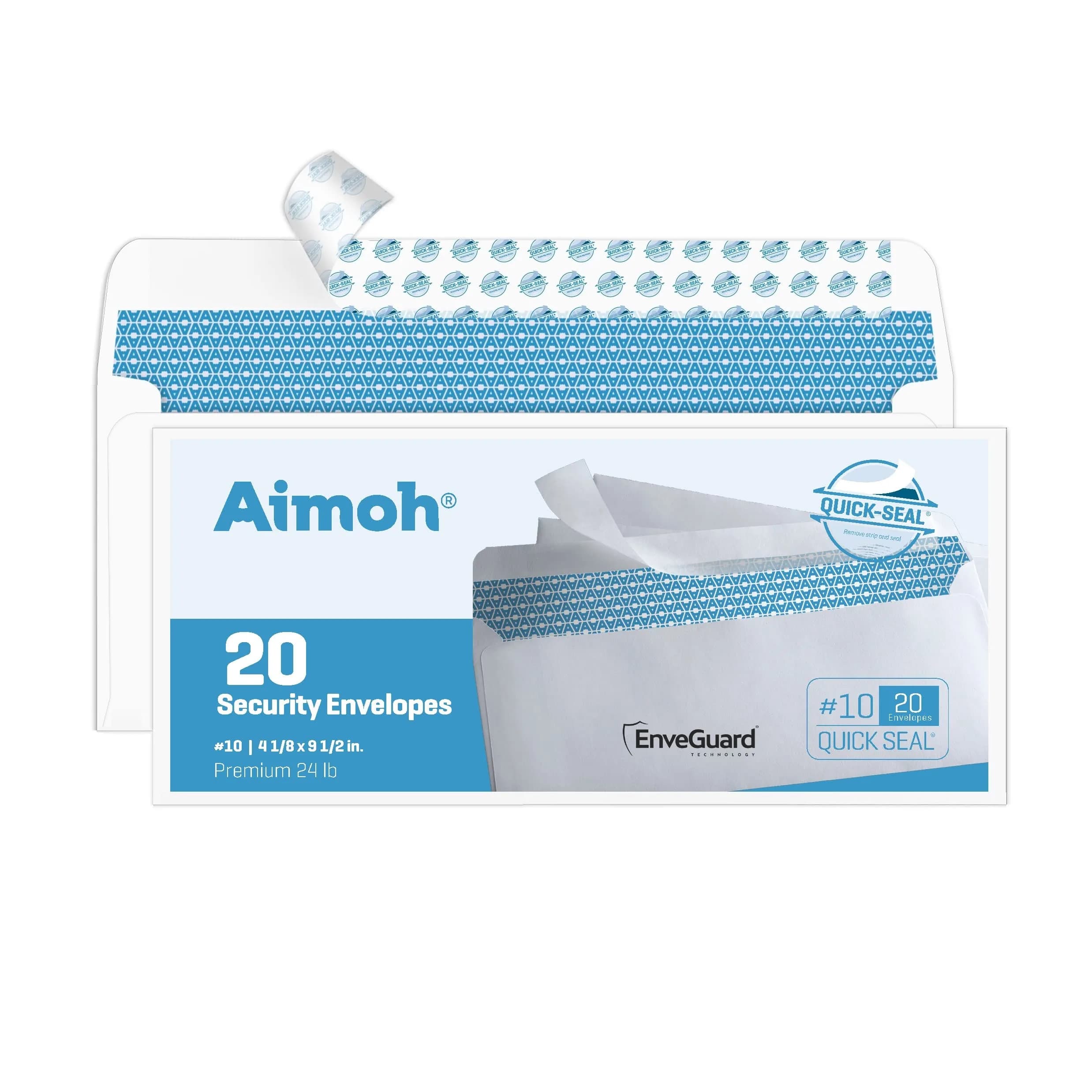 Aimoh Security Tinted Self-Seal Envelopes, Size 4-1/8 x 9-1/2 Inches, White, 1200 Count | Bulk Case of 1,200 Window-Less Envelopes