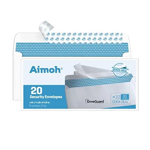 Aimoh Security Tinted Self-Seal Envelopes, Size 4-1/8 x 9-1/2 Inches, White, 1200 Count | Bulk Case of 1,200 Window-Less Envelopes thumbnail 1
