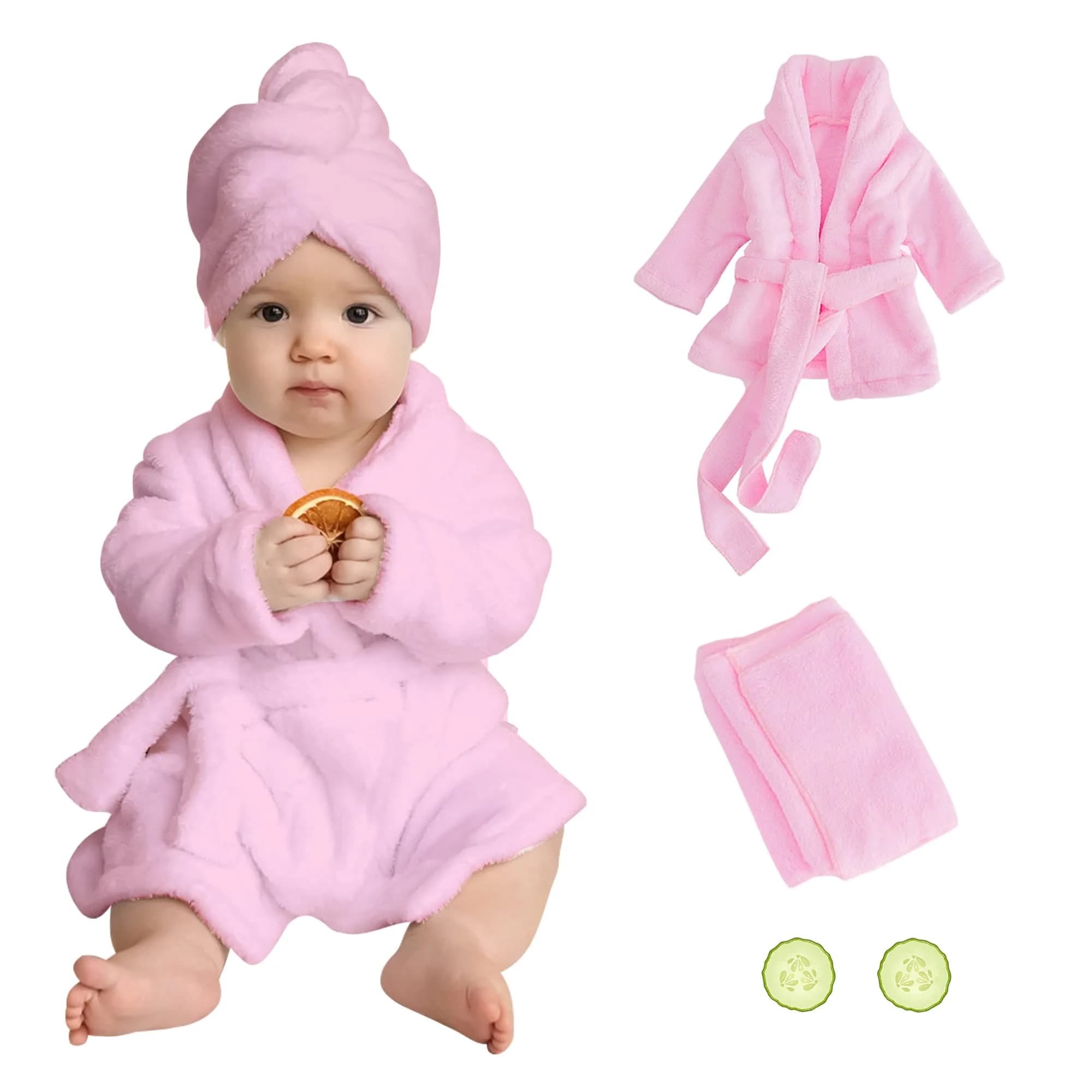 M&G House Newborn Photography Props Baby Bathrobe Set Pnk 6-13 Months | Soft Cotton, Cute & Fashion