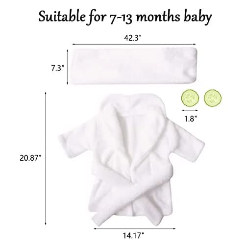M&G House Newborn Photography Props Baby Bathrobe Set White 6-13 Months | Soft Cotton Crochet thumbnail 6