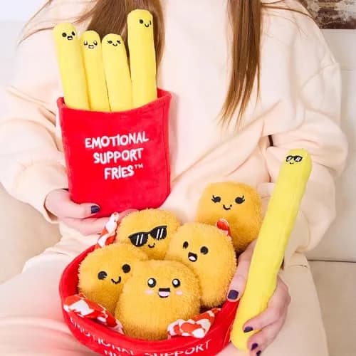 Relatable Emotional Support Fries Plush Toy Set 18 cm (7.25 in) | Soft Cuddly Toy with Carrying Basket thumbnail 2