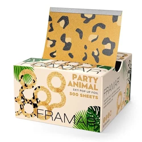 FRAMAR Party Animal Hair Foils For Highlighting, 500 Sheets | Fun Leopard Print Aluminum Foil thumbnail 1
