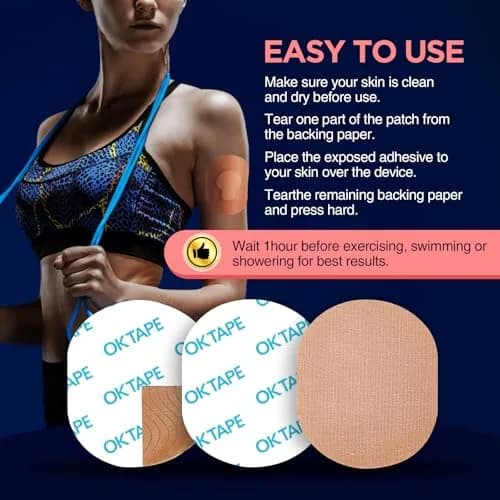OK TAPE Adhesive Patches for Medtronic Guardian 15 Count (Pack of 1) Beige | Waterproof & Sweatproof CGM Patches thumbnail 4