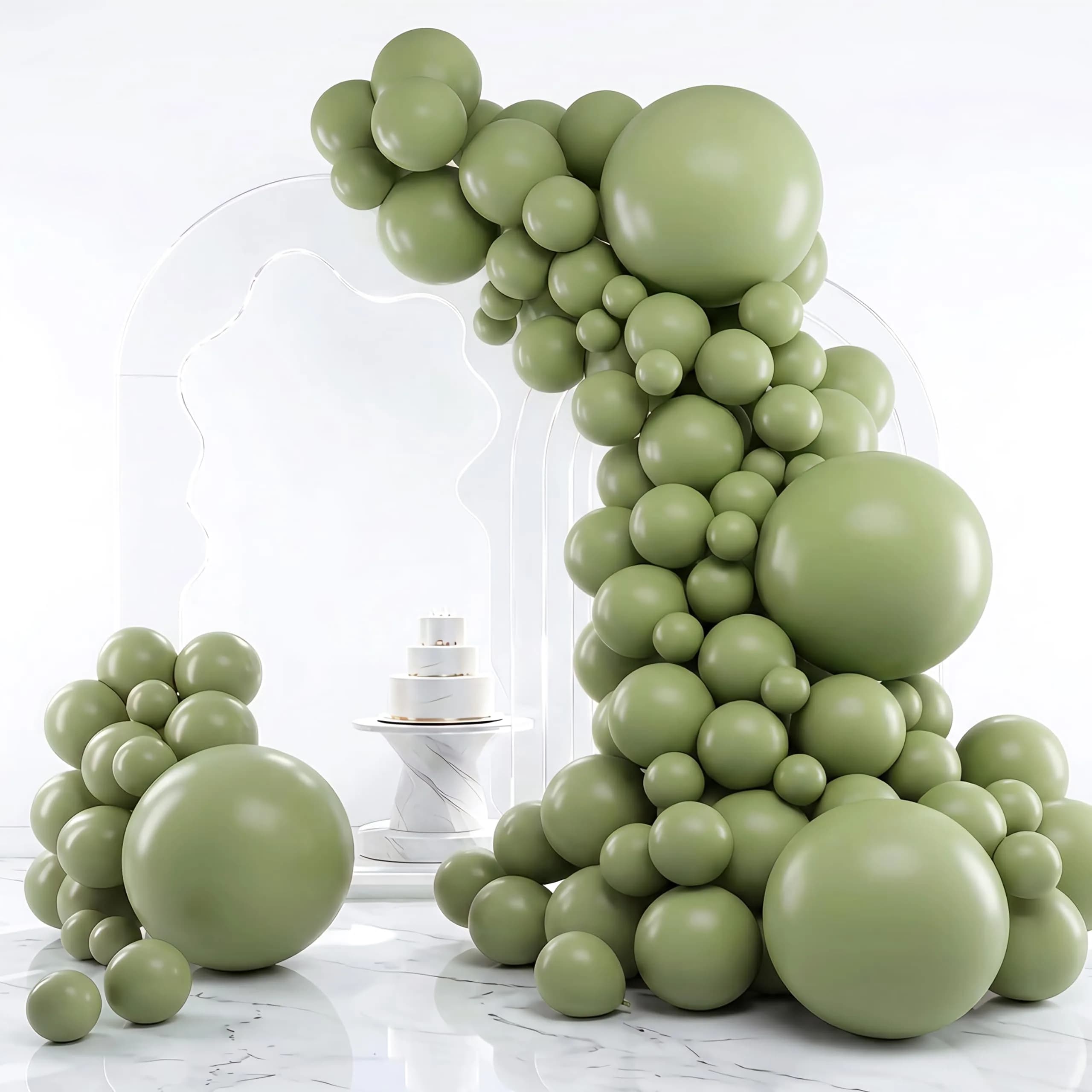 RUBFAC Black Balloon Arch Kit 129pcs Assorted Sizes | Premium Latex Party Balloons for Birthdays & Events — Sage Green