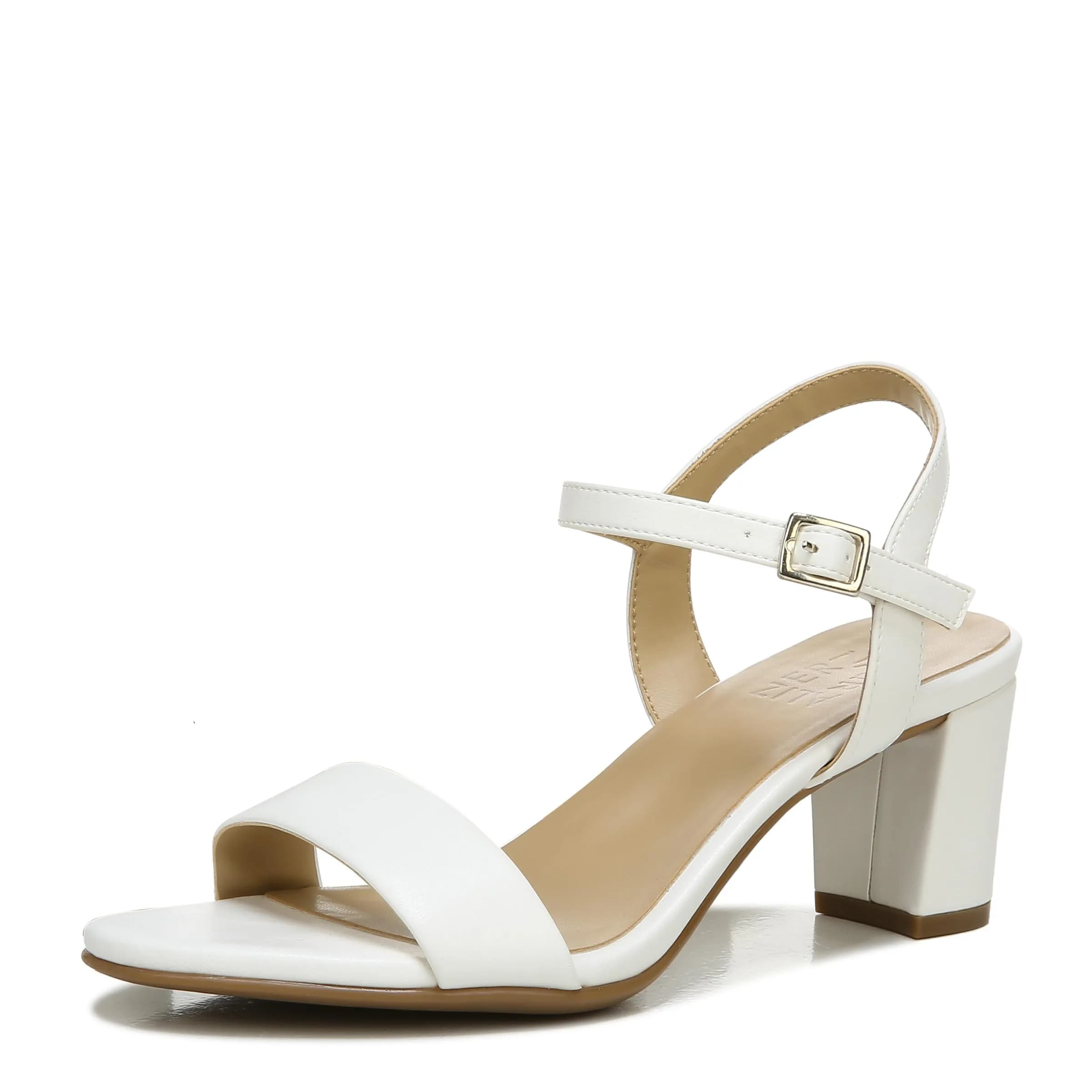 Naturalizer Bristol Heeled Sandal White 6 M | Minimalist Style with All-Day Comfort