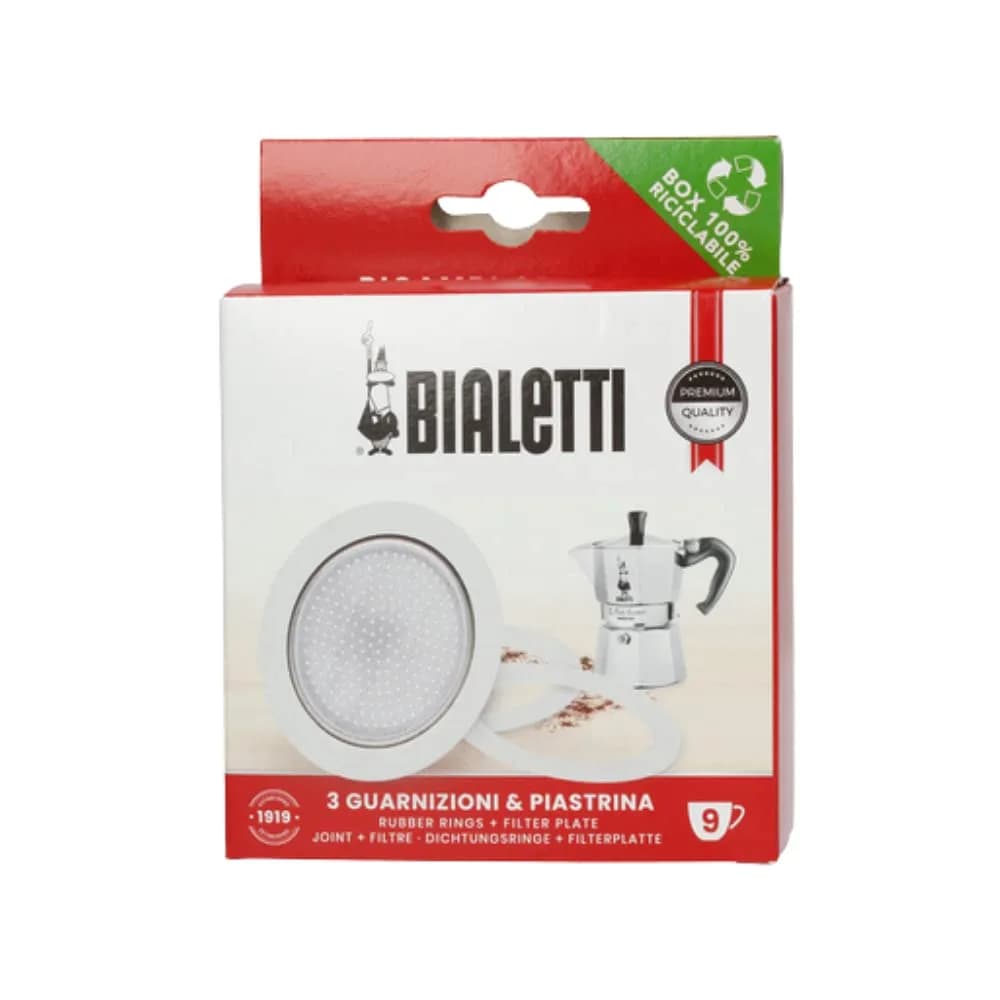 Bialetti 9-Cup Moka Pot Gasket and Plate Set | Stainless Steel Replacement Parts