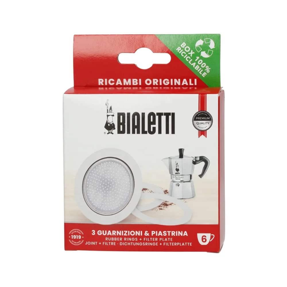 Bialetti Moka Pot Spare Parts Kit for 6-Cup Moka Express | 3 Gaskets & 1 Plate