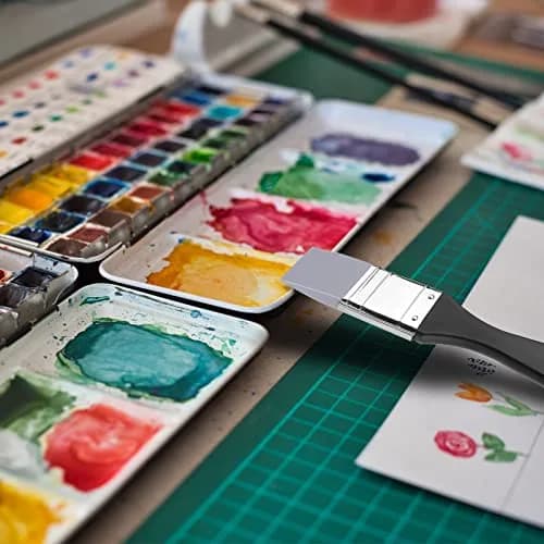 AIEX 2pcs Flat Silicone Paint Brushes 1 & 2 Inch | Durable, Easy to Clean, Precise Painting thumbnail 5