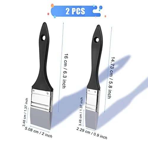 AIEX 2pcs Flat Silicone Paint Brushes 1 & 2 Inch | Durable, Easy to Clean, Precise Painting thumbnail 2
