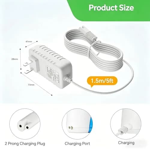 PDEEY 3V Water Flosser Charger Replacement Wall Adapter 5 ft Cable | Compatible with Waterpik WP360 WP462 WP450 thumbnail 4