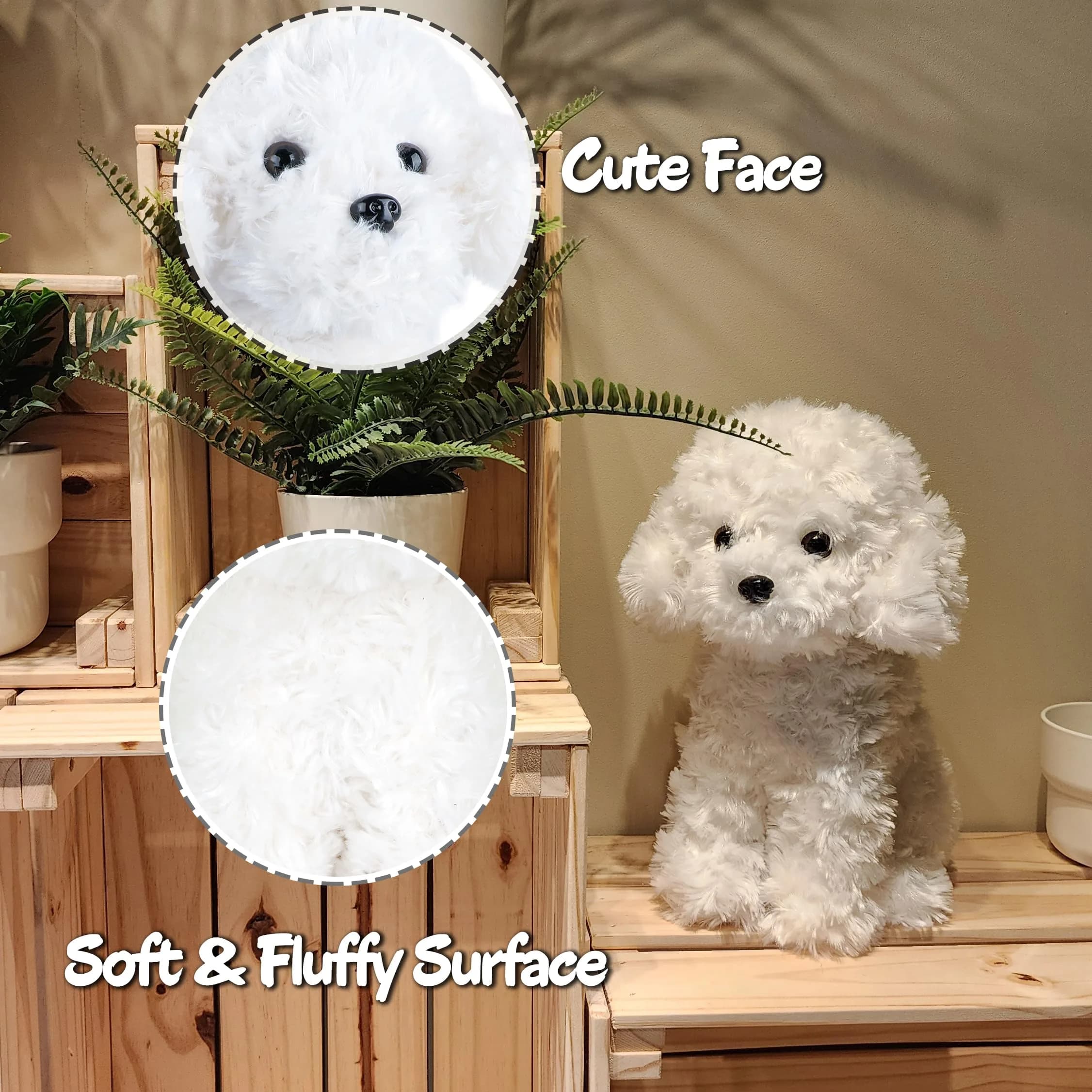 WEIGEDU White Toy Poodle Stuffed Animal Dog Puppy - Bichon Frise Maltese Maltipoo White Labradoodle Plush Toy for Kids and Babies 12.6" thumbnail 4