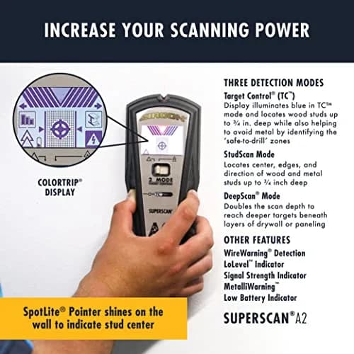 Zircon SuperScan A2 Advanced Stud Finder with 2 Mode Target Control | DeepScan & StudScan Modes thumbnail 3