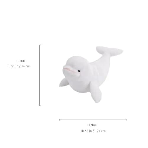 Wild Republic Ecokins Mini Beluga Whale Plush Toy 8" | Ecofriendly Recycled Water Bottle Fabric thumbnail 3