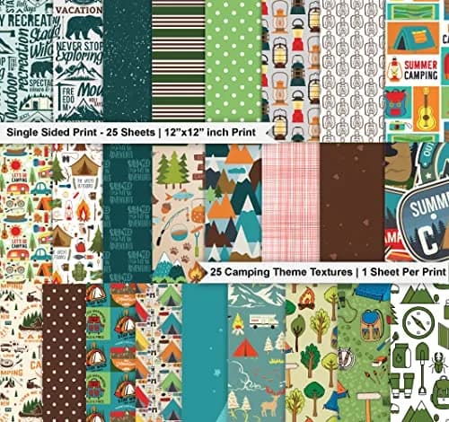 Inkdotpot Camping Texture Scrapbook Paper Pad 12x12 Inch (25 Sheets) | Acid-Free & Lignin-Free Cardstock for Crafts thumbnail 2