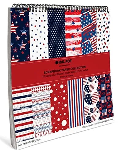 Inkdotpot America Theme Texture Scrapbook Paper Pad 12x12 Inch (25 Sheets, 150 GSM) | Acid-Free Cardstock for Crafts thumbnail 6