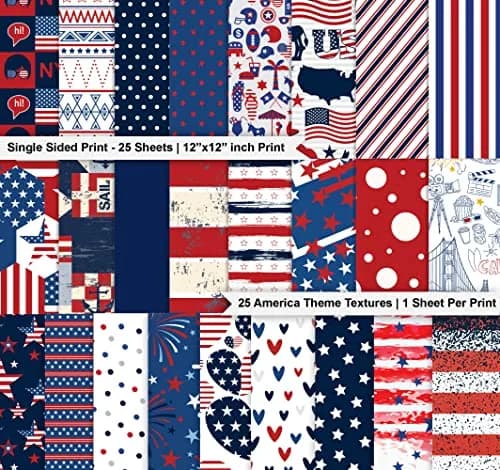 Inkdotpot America Theme Texture Scrapbook Paper Pad 12x12 Inch (25 Sheets, 150 GSM) | Acid-Free Cardstock for Crafts thumbnail 2
