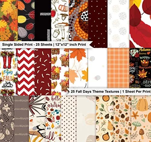 Inkdotpot 25 Sheets Autumn Fall Theme Texture Scrapbook Paper Pad 12x12 | Colorful Decorative Cardstock for DIY Crafts thumbnail 2