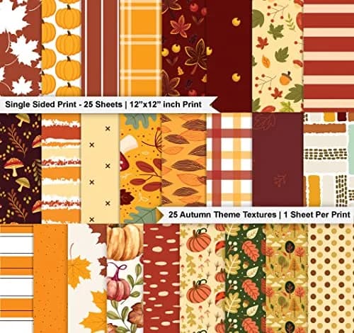 Inkdotpot 25 Sheets Autumn Fall Theme Texture Scrapbook Paper Pad 12x12 | Colorful Decorative Cardstock for DIY Crafts thumbnail 2