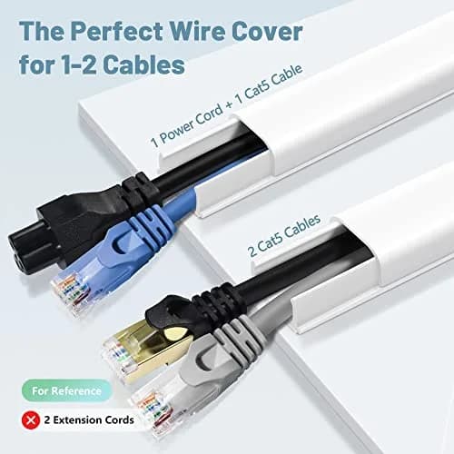 ZhiYo 73" Cord Covers for Wires on Wall, White Cord Hider, 0.7" W x 0.4" H | Wall Cable Management Solution thumbnail 2