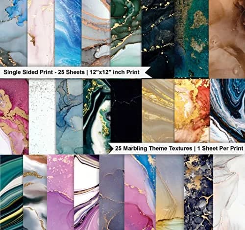 Inkdotpot 25 Sheets Marbling Theme Texture Scrapbook Paper Pad 12x12 | Colorful DIY Decorative Cardmaking Supplies thumbnail 2