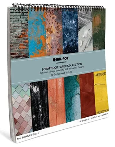 Inkdotpot Grunge Wall Theme Scrapbook Paper Pad 12x12 Inch (30.48x30.48 cm) | 25 Sheets Single-Sided Acid-Free Cardstock thumbnail 6