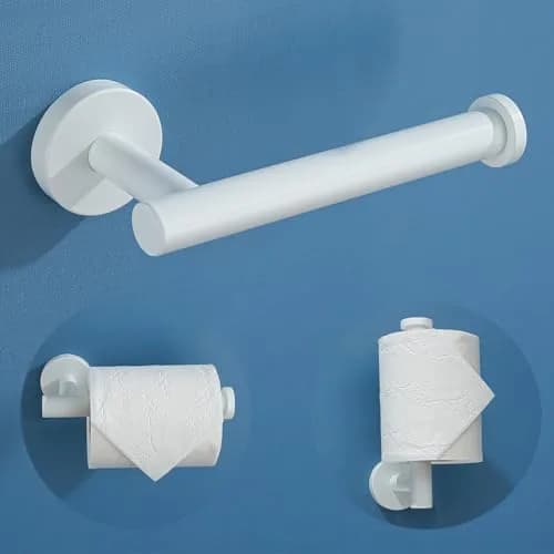 SEABEFORE White Toilet Paper Holder Wall-Mounted | Contemporary Stainless Steel Design thumbnail 1