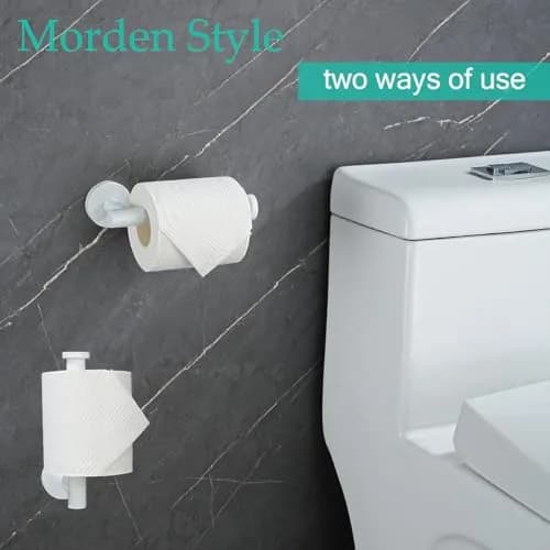 SEABEFORE White Toilet Paper Holder Wall-Mounted | Contemporary Stainless Steel Design thumbnail 5