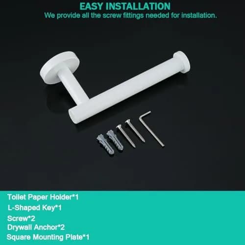 SEABEFORE White Toilet Paper Holder Wall-Mounted | Contemporary Stainless Steel Design thumbnail 7