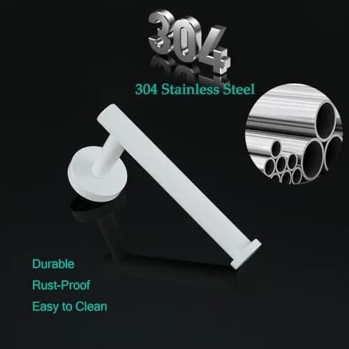 SEABEFORE White Toilet Paper Holder Wall-Mounted | Contemporary Stainless Steel Design thumbnail 4