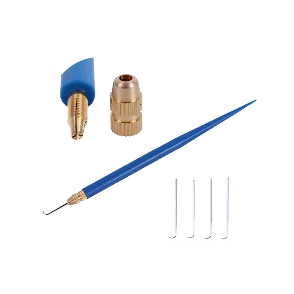 YANTAISIYU Ventilating Needle Set with Swiss Lace Closure Base & Wig Holder | 4 Needles, 3 Bases — Blue