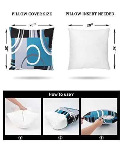 Asrnten Abstract Geometric Throw Pillow Covers Set of 4, 20x20 inches (50x50 cm) | Modern Black & Blue Decor for Sofa thumbnail 4