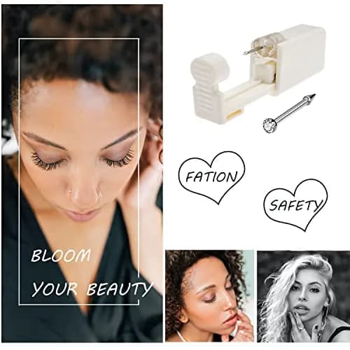 DIEWEISIMI Nose Piercing Kit 2 Pack | Disposable Self Nose Gun with 10 Nose Rings | 20g/0.8mm White Crystal thumbnail 5