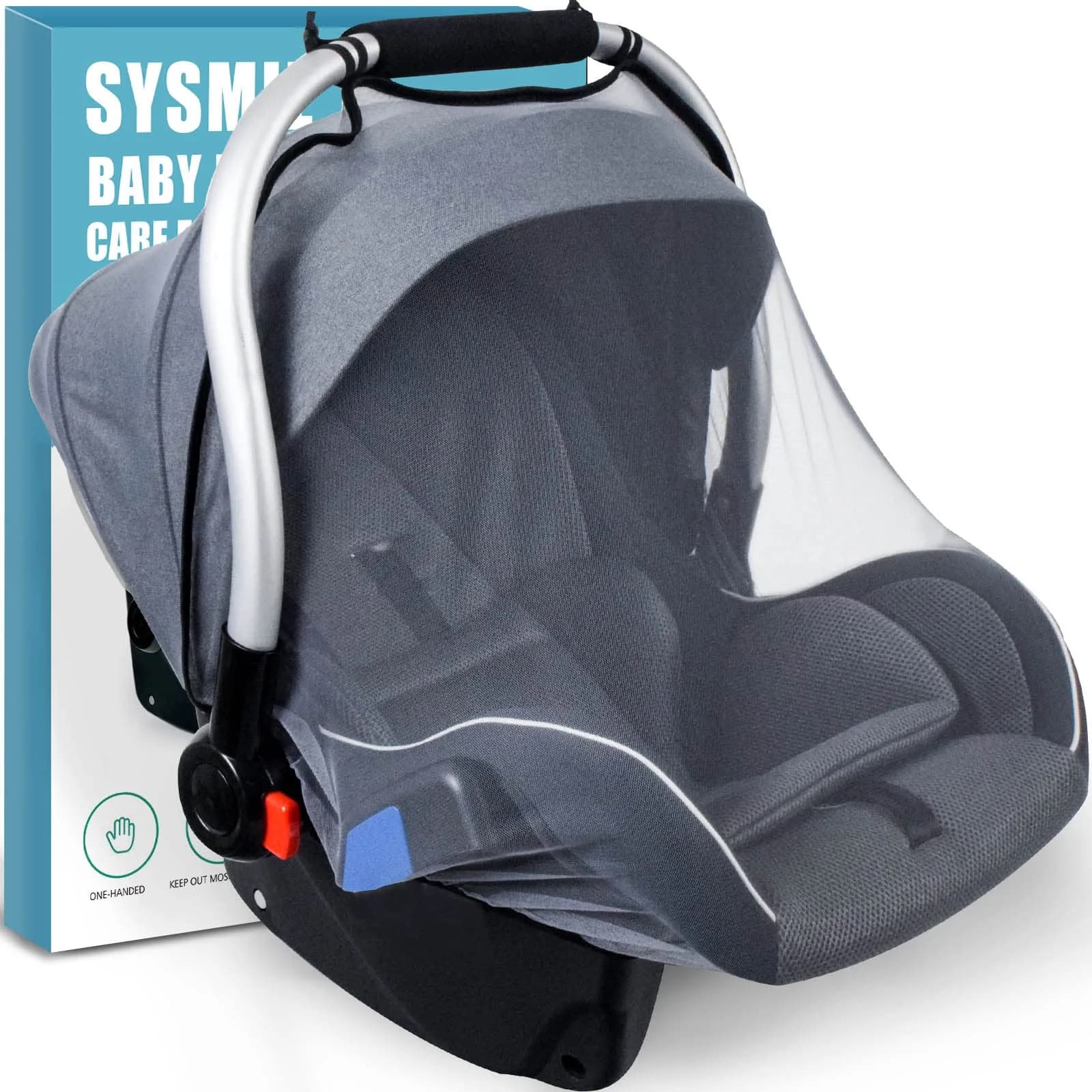 Sysmie Black Mosquito Net for Infant Car Seat & Stroller | Breathable Polyester Mesh, 100cm (39 Inch) Stretchable — Gray