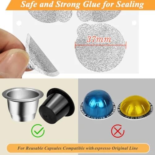 CAPMESSO Aluminum Foil Seals for Nespresso Original Capsules - 120 Count (37mm) | Reusable Pod Lids for Better Brews thumbnail 4