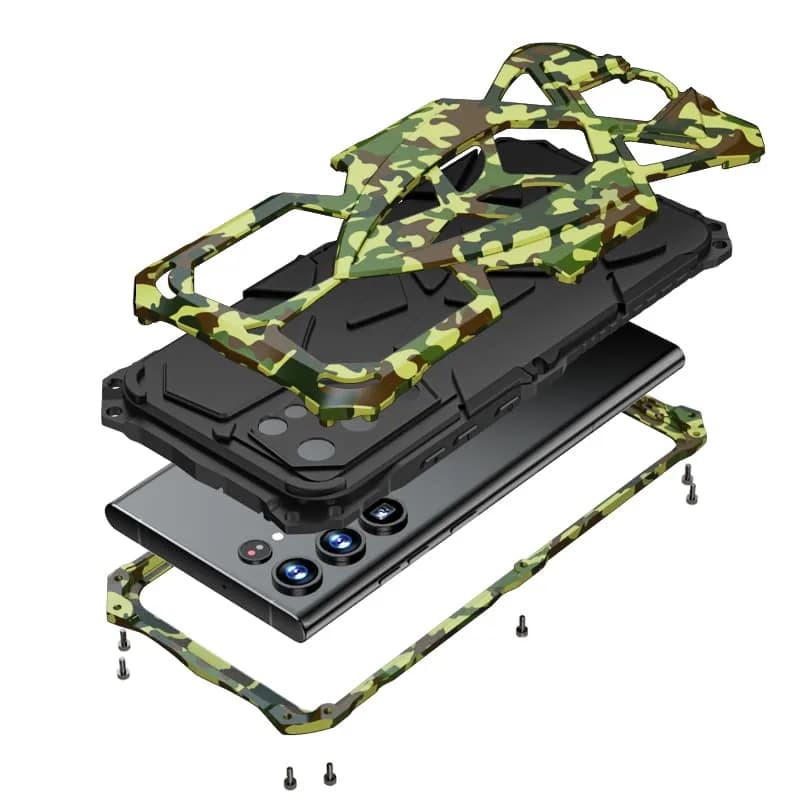 Lunivop Heavy Duty Metal Case for Samsung Galaxy S22 Ultra (6.8 inch) | Military Grade Protection — camouflage