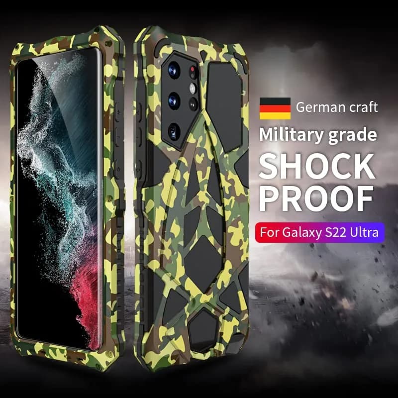 Lunivop Heavy Duty Metal Camouflage Case for Samsung Galaxy S22 Ultra (6.8 inch) | SGS-Tested Drop Protection thumbnail 12